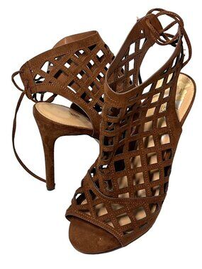 Express Womens Size 10 Brown Cutout Stiletto High Heel Sandals